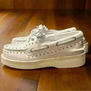NWOT Sperry X Rebecca Minkoff 2 Eye Lug Boat Shoe Women’s Size 5.5 White